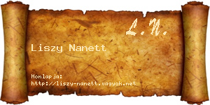 Liszy Nanett névjegykártya